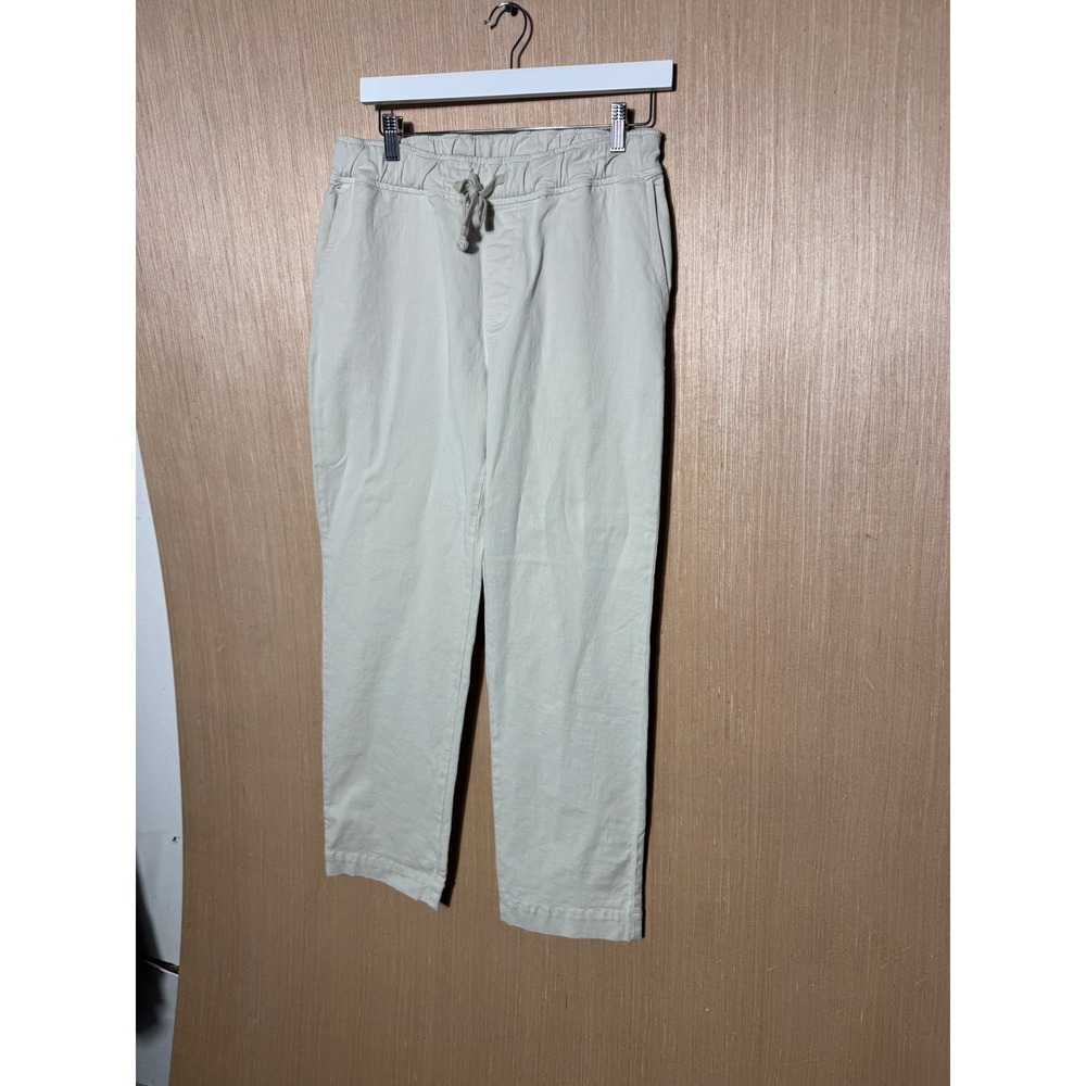 American Giant Small Beige Straight Leg Drawstring Elastic Waist Pants USA